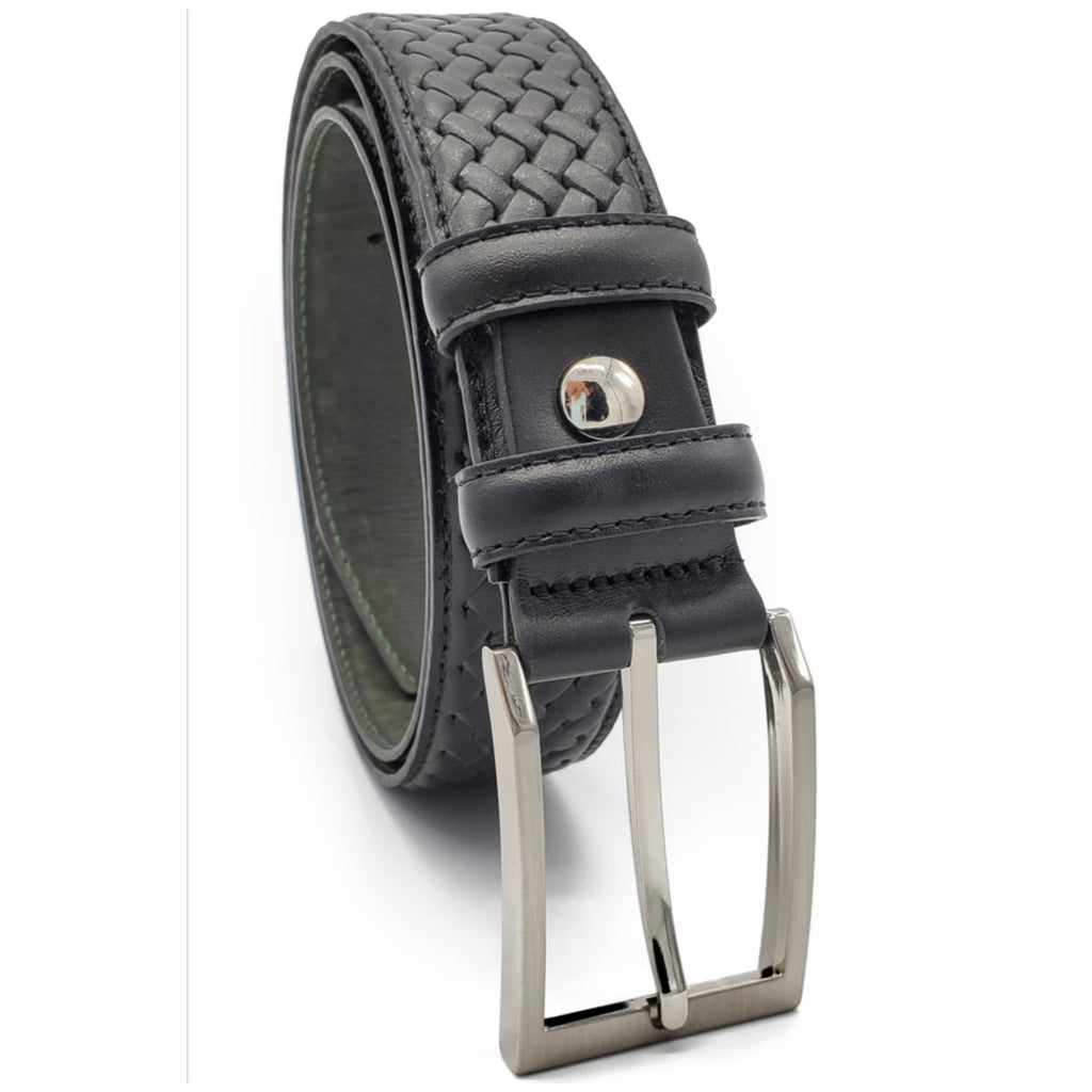 Classic Silver Buckle with Full Grain Leather Belt