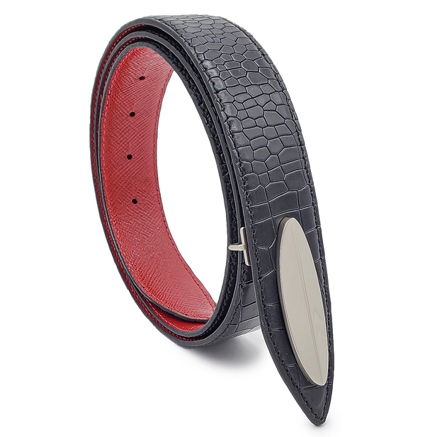 Men's Leather Flat Buckle Belt | Venus Collection